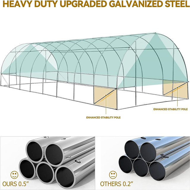 Portable Walk In Tunnel Greenhouse Tent With Roll-Up Window
