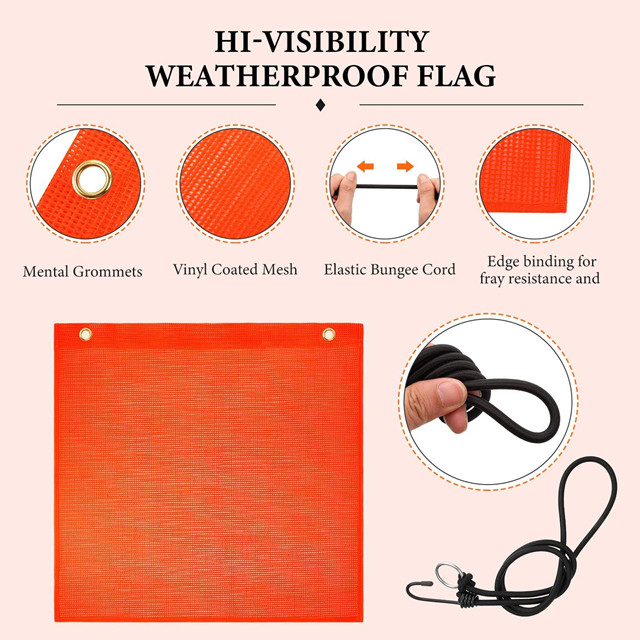 Warning Safety Flag with Grommets and Bungee Cord